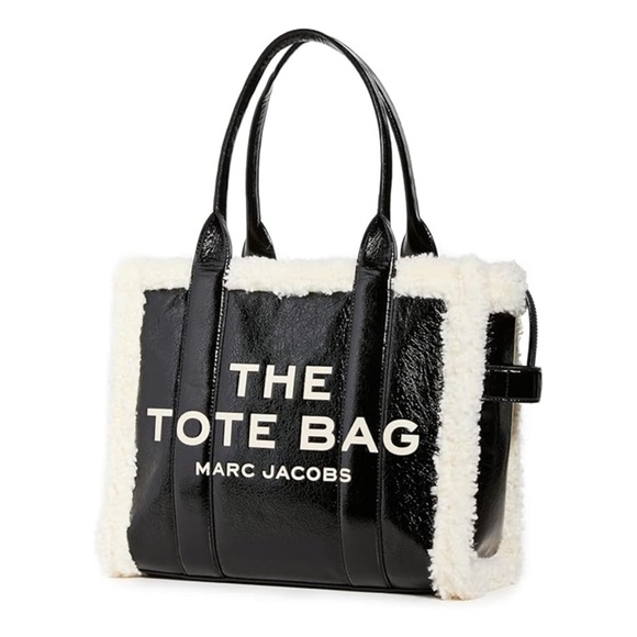 Marc Jacobs The Large Crinkle Teddy Tote - Black w/ White Trim - Picture 2 of 9